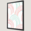 Pastel Rainbow Abstract Art Poster in Mint and Pink Tones