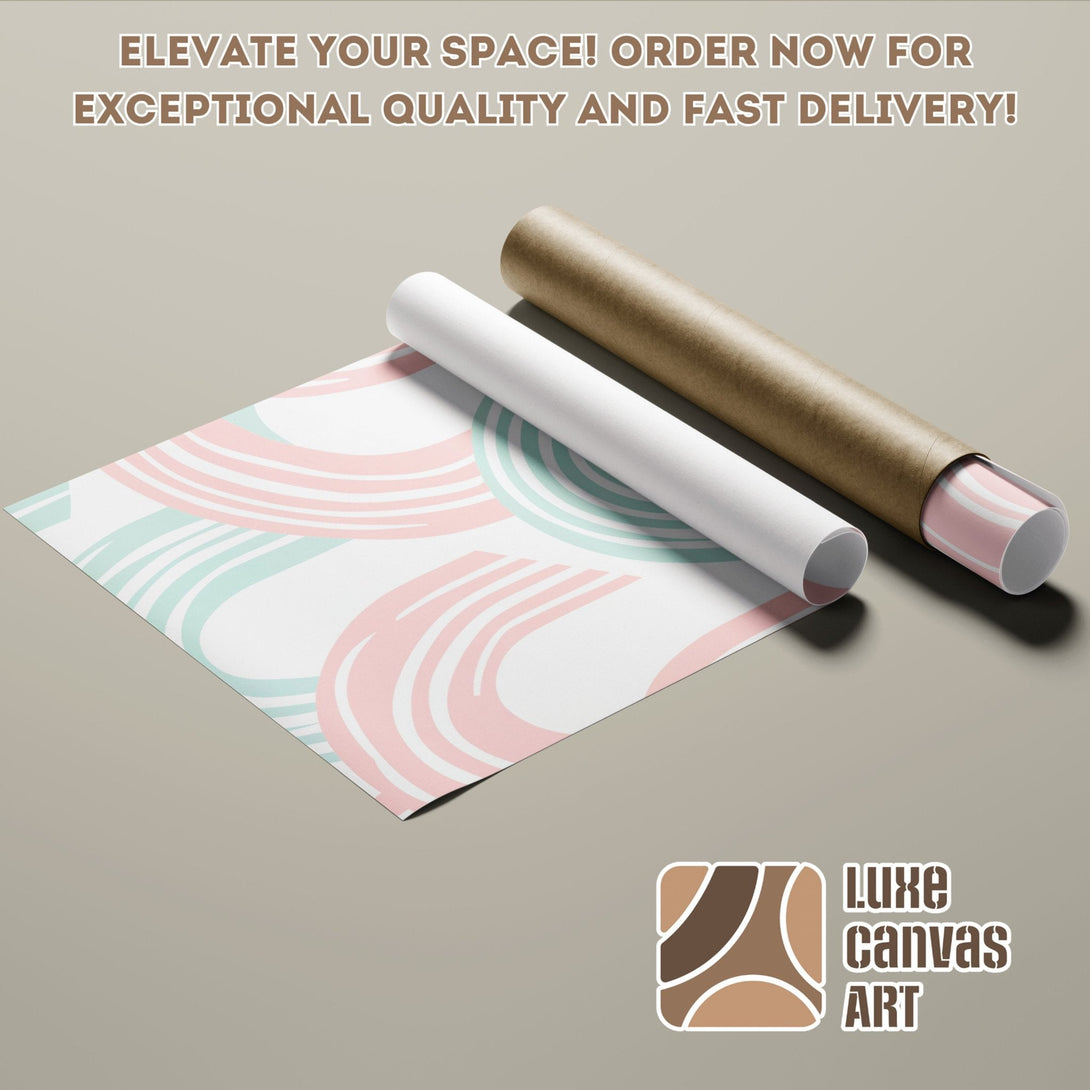 Abstract art poster roll in pastel pink and teal. Elevate your space with this stylish Poster!