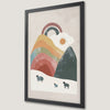 Pastel Sheep and Rainbow Art Poster for Kids' Room