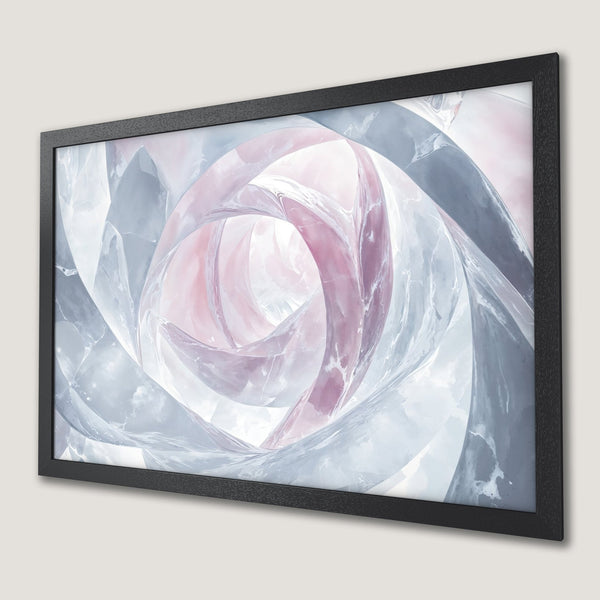 Framed Poster featuring abstract art in a soft pink and gray color palette. Perfect wall decor!