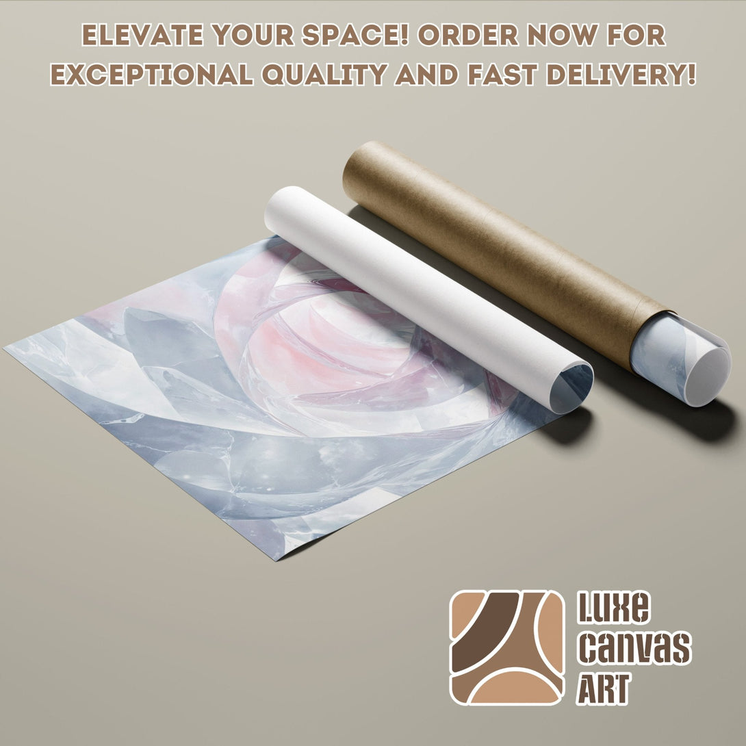 Abstract art poster roll in pastel pinks and blues. Elevate your space with our stunning poster!