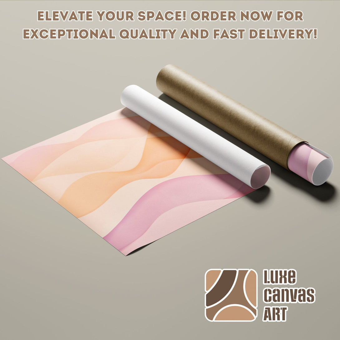 Abstract art Poster Roll in warm peach and pink tones. Elevate your space!