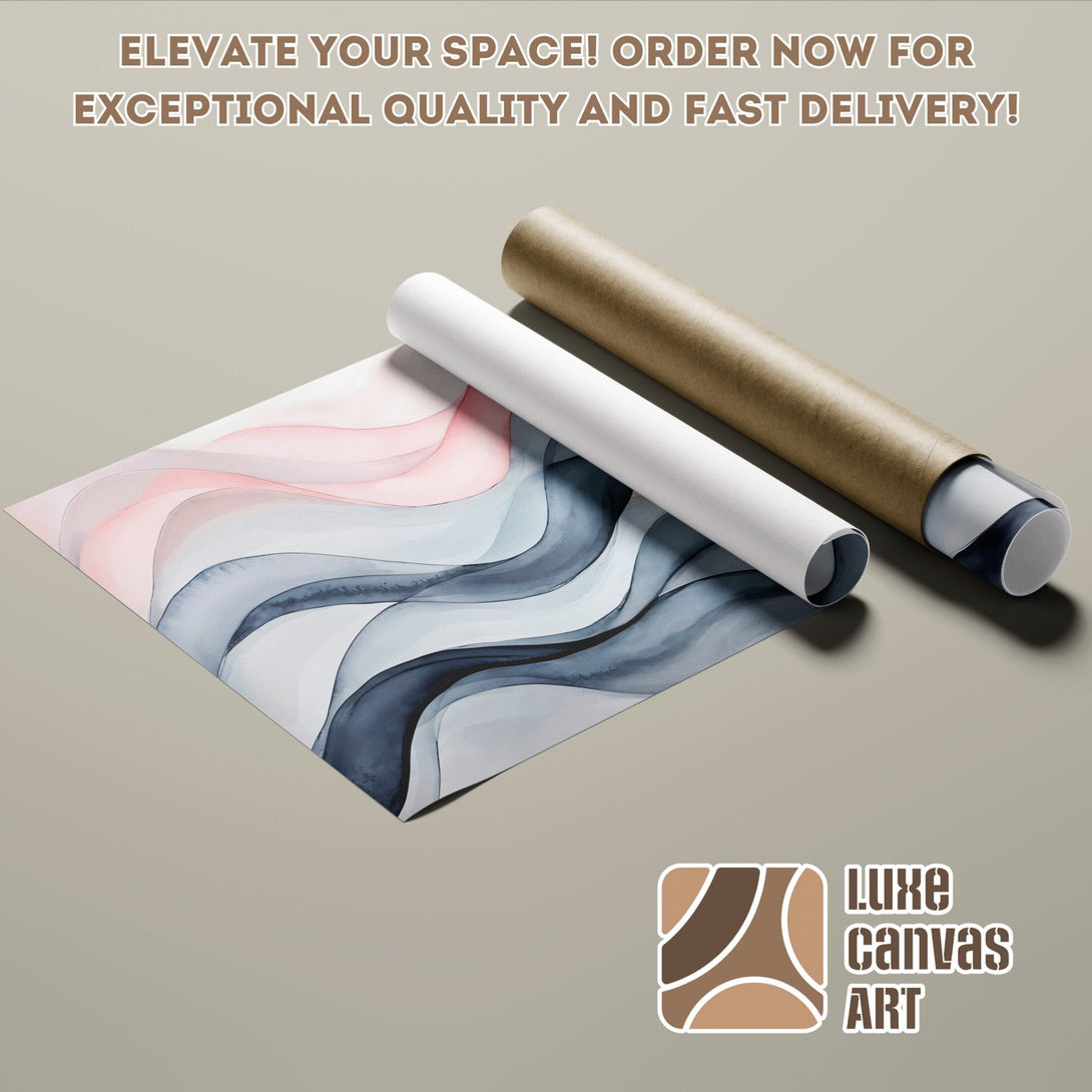 Abstract watercolor Poster Roll in pinks and blues. Elevate your space with Luxe Canvas Art!