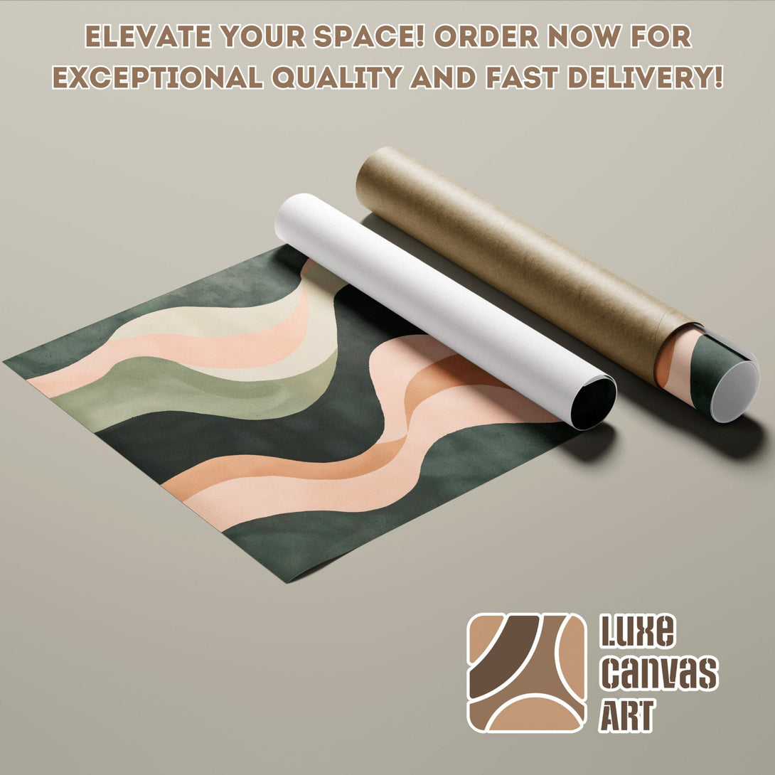 Abstract wave art Poster Roll in earthy tones. Elevate your space with this stylish print! Order now for fast delivery.