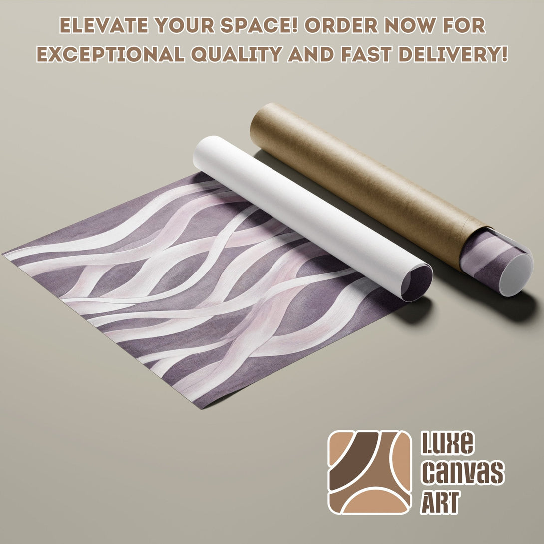 Abstract art Poster Roll in purple and white tones. Elevate your space with Luxe Canvas Art. Order now for fast delivery!