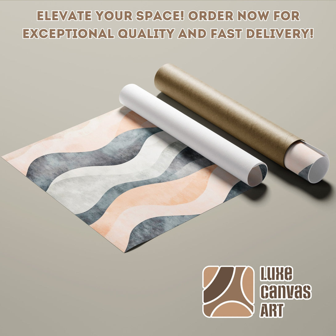 Abstract wave design Poster Roll in neutral tones. Elevate your space with Luxe Canvas Art!