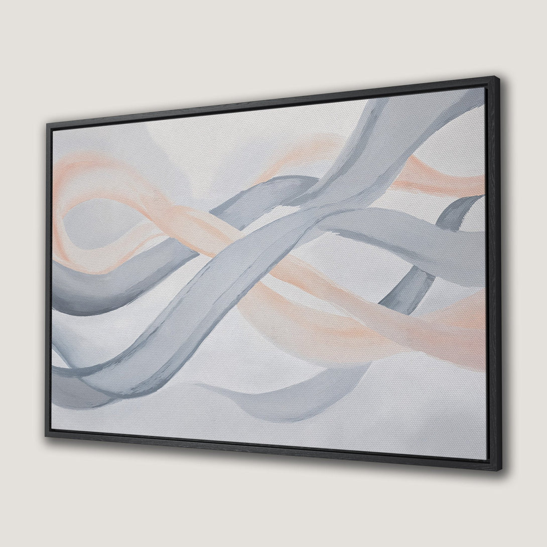 Framed Wall Art: Abstract painting in soft gray and blush tones. Modern canvas print to elevate your home decor.