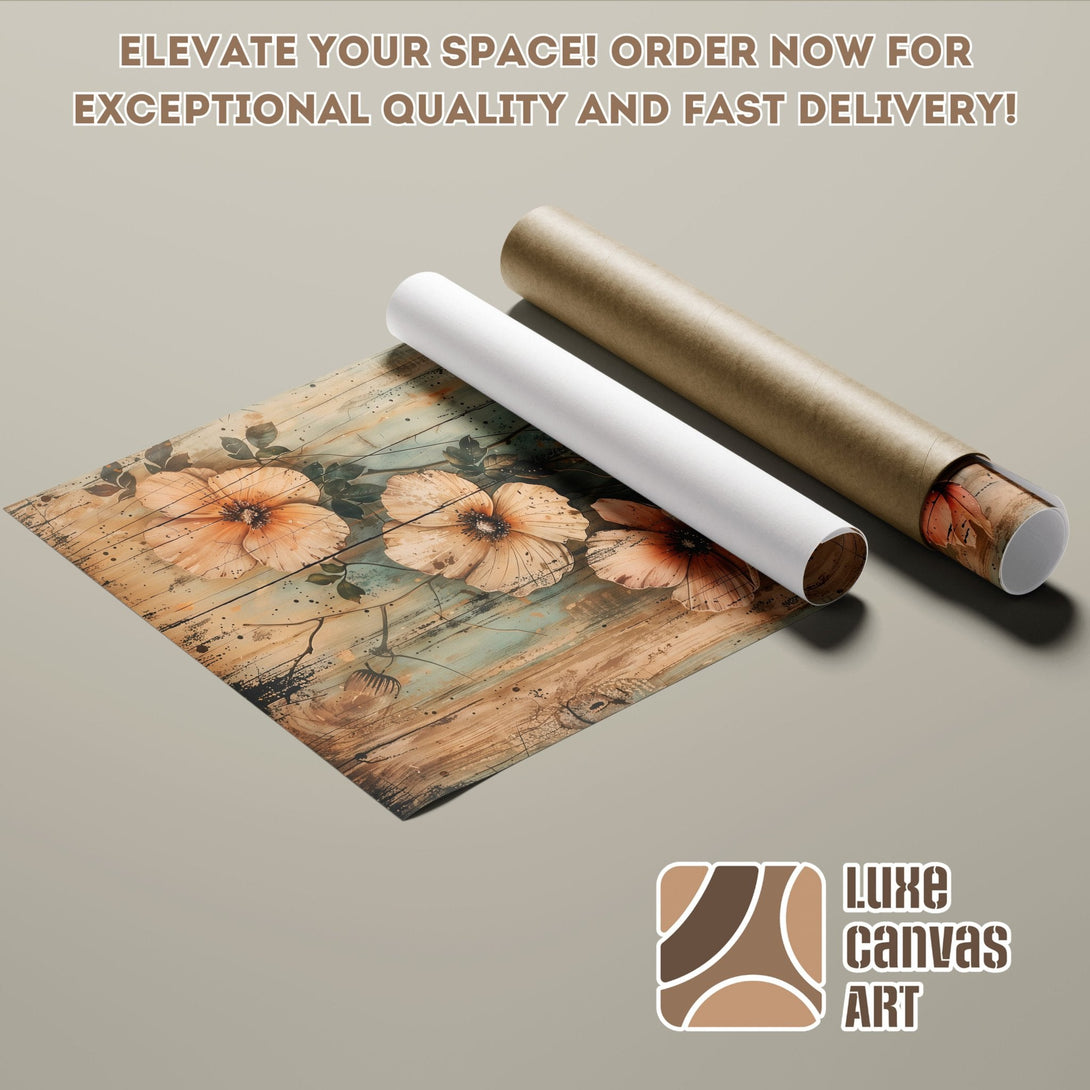 Floral Poster Roll art print in warm tones. Elevate your space with this beautiful poster!