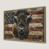 Patriotic American Bison Canvas Print for Home Decor