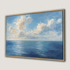 Peaceful Seascape Framed Canvas Print with Blue Sky