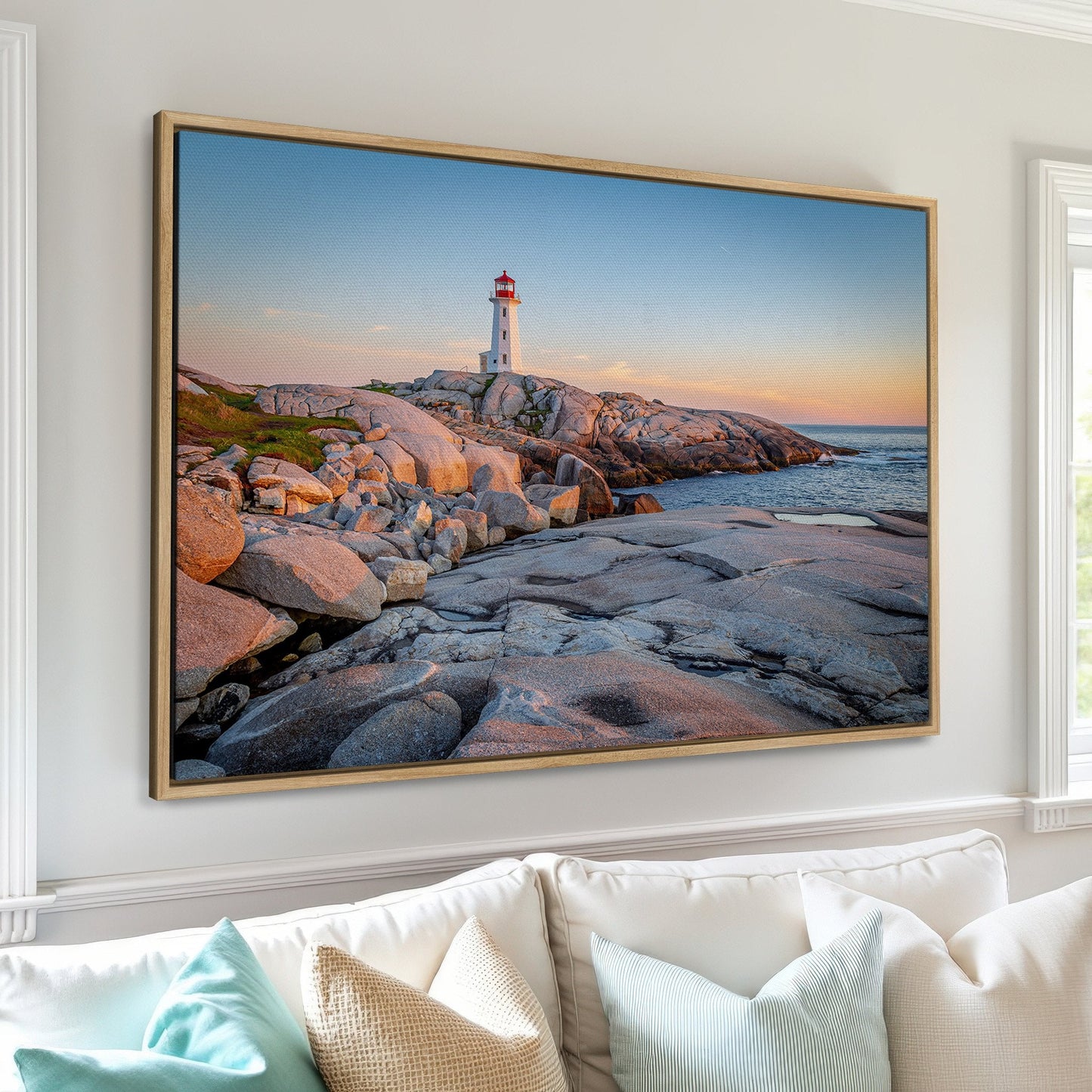Peggy's Cove Lighthouse Ocean Landscape Canvas Print