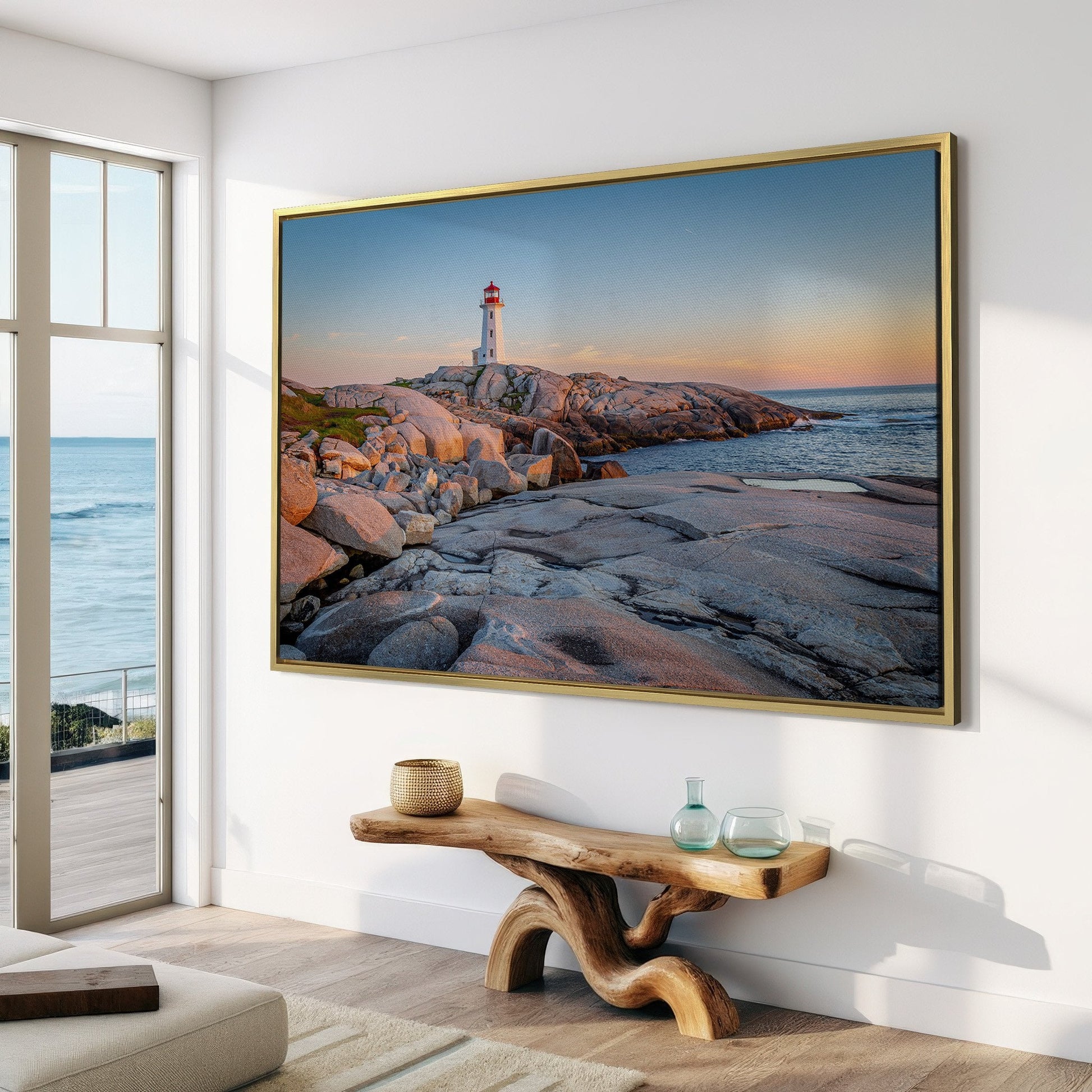 Peggy's Cove Lighthouse Ocean Landscape Canvas Print