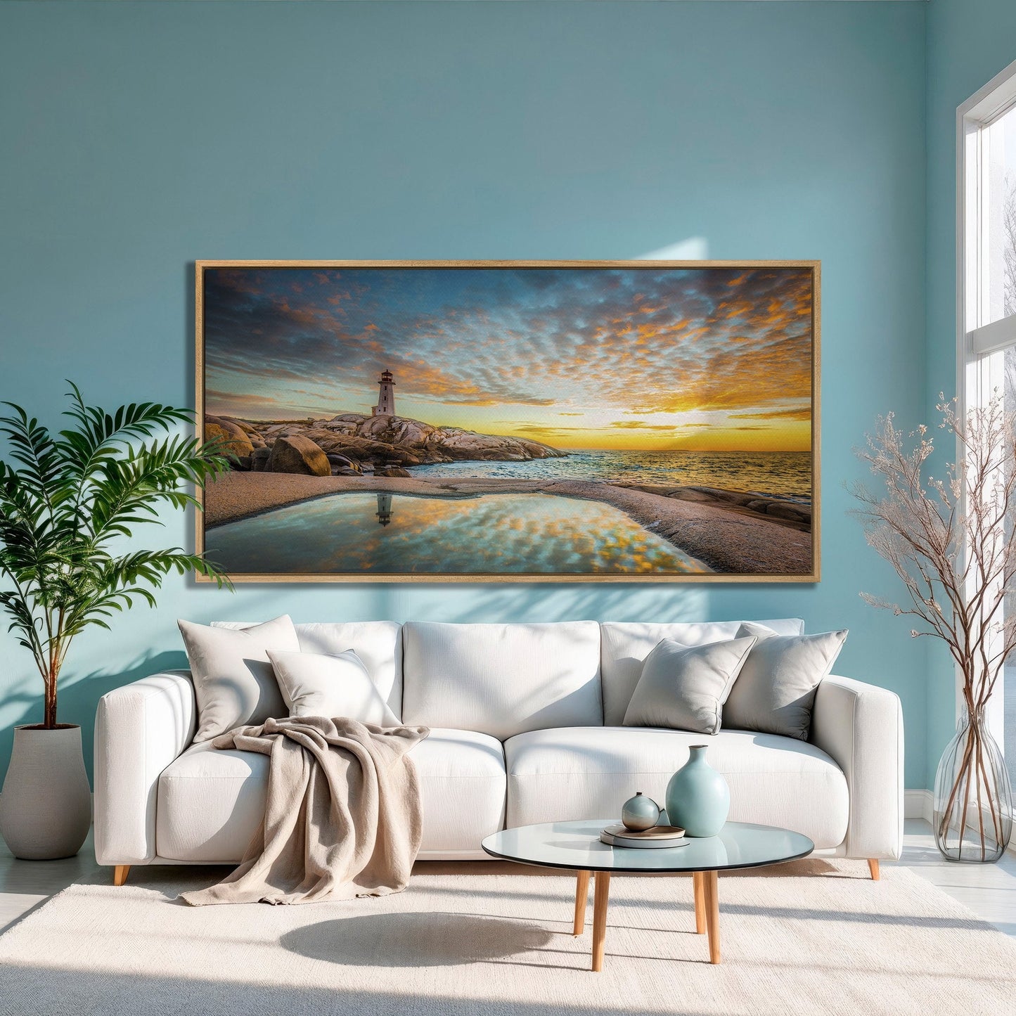 Peggy's Cove Lighthouse Sunset Canvas Print Art