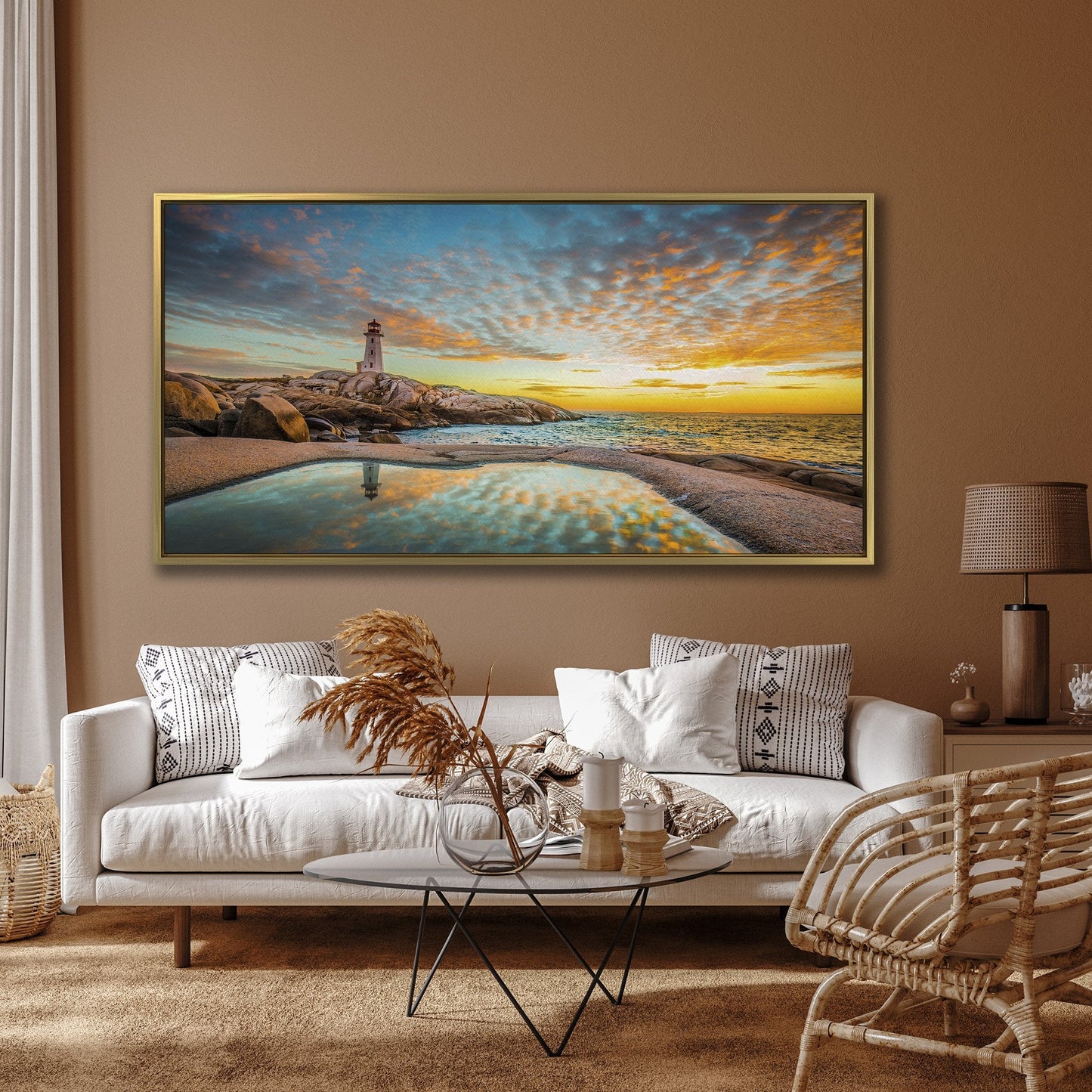 Peggy's Cove Lighthouse Sunset Canvas Print Art