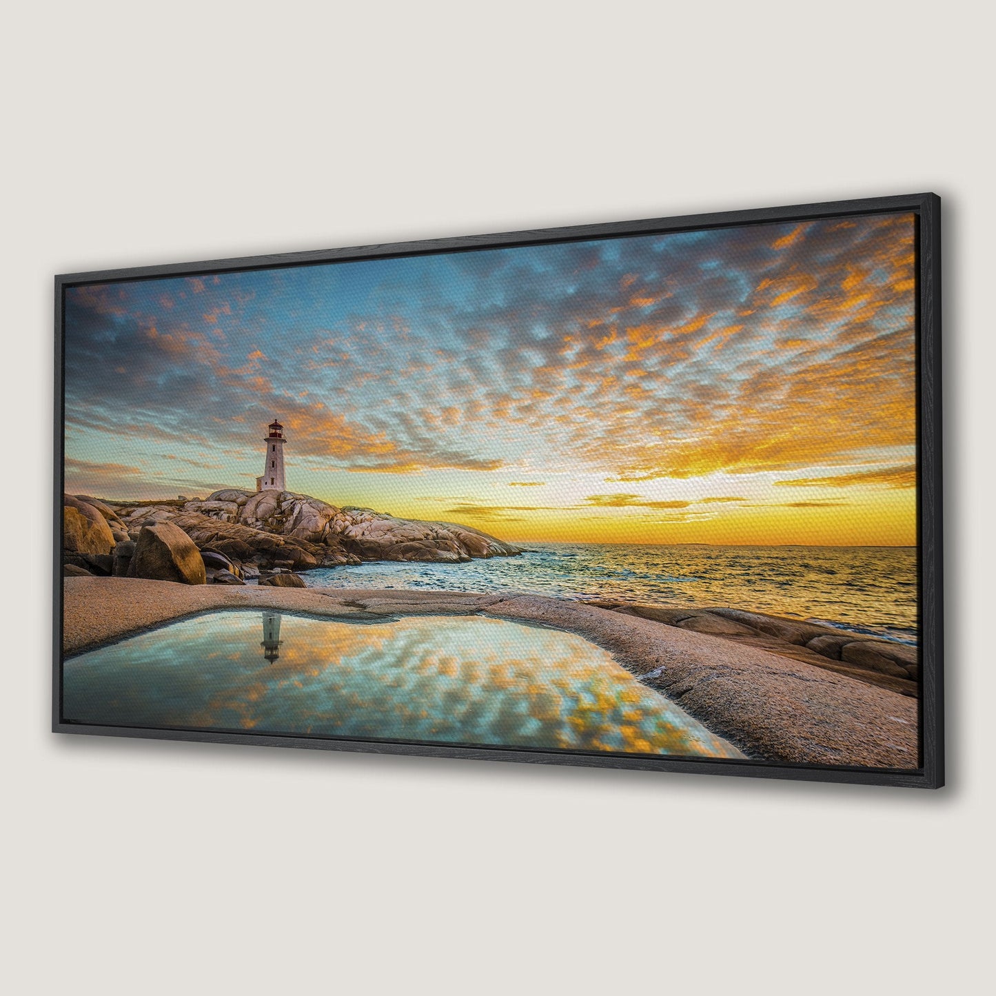 Peggy's Cove Lighthouse Sunset Canvas Print Art