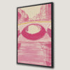 Pink Abstract Cityscape Bridge Scene Framed Canvas Print