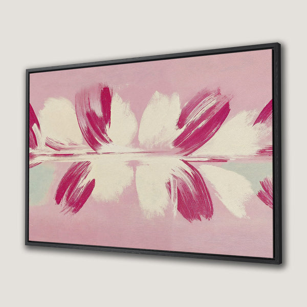 Framed Wall Art featuring abstract brushstrokes in pink, white, and fuchsia. Modern art canvas print for a stylish home decor upgrade.