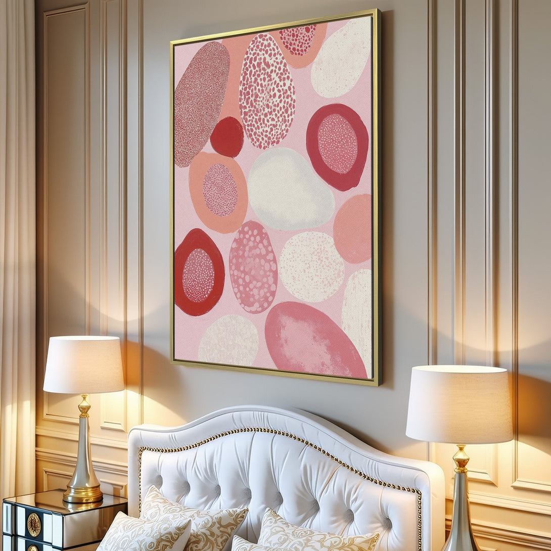 Abstract Canvas Print in pink and red tones. Modern art style with organic shapes. Perfect wall decor for a stylish interior.