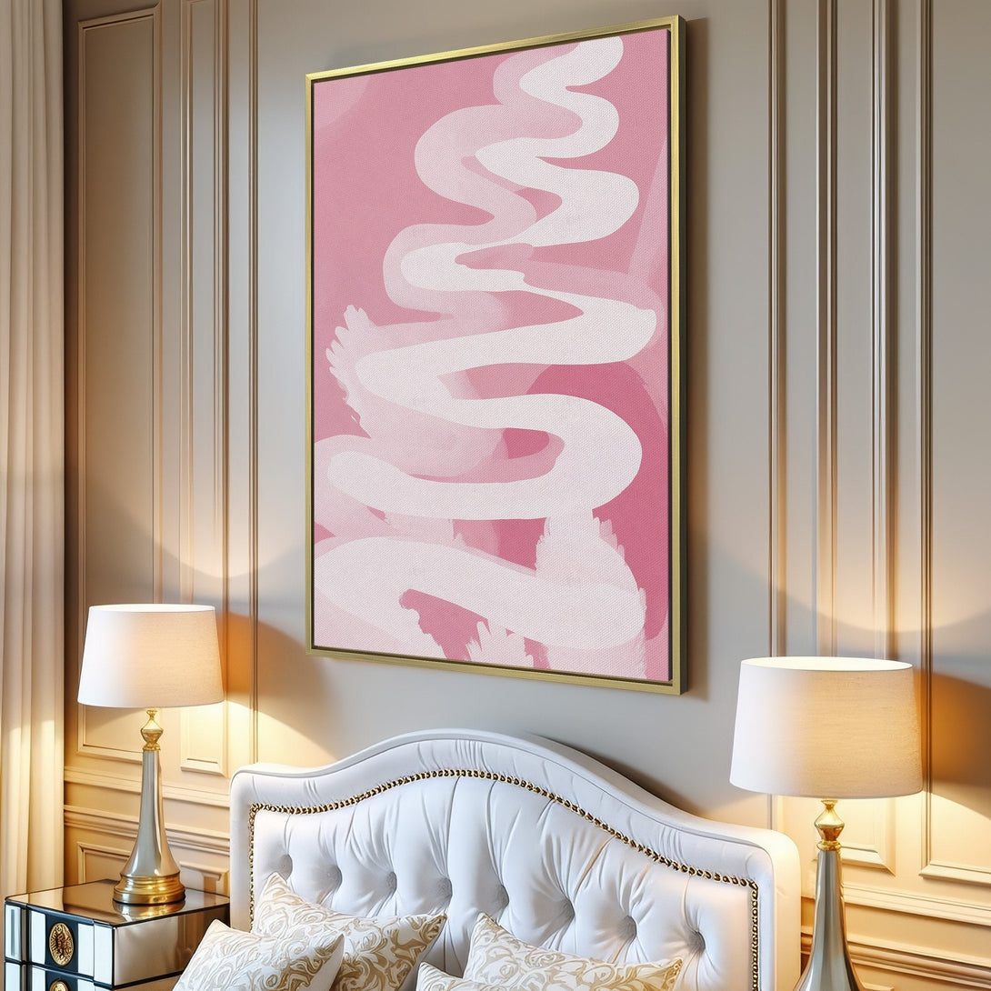 Abstract Canvas Print in pink and white, perfect for modern decor. Adds a touch of elegance and style to any room.