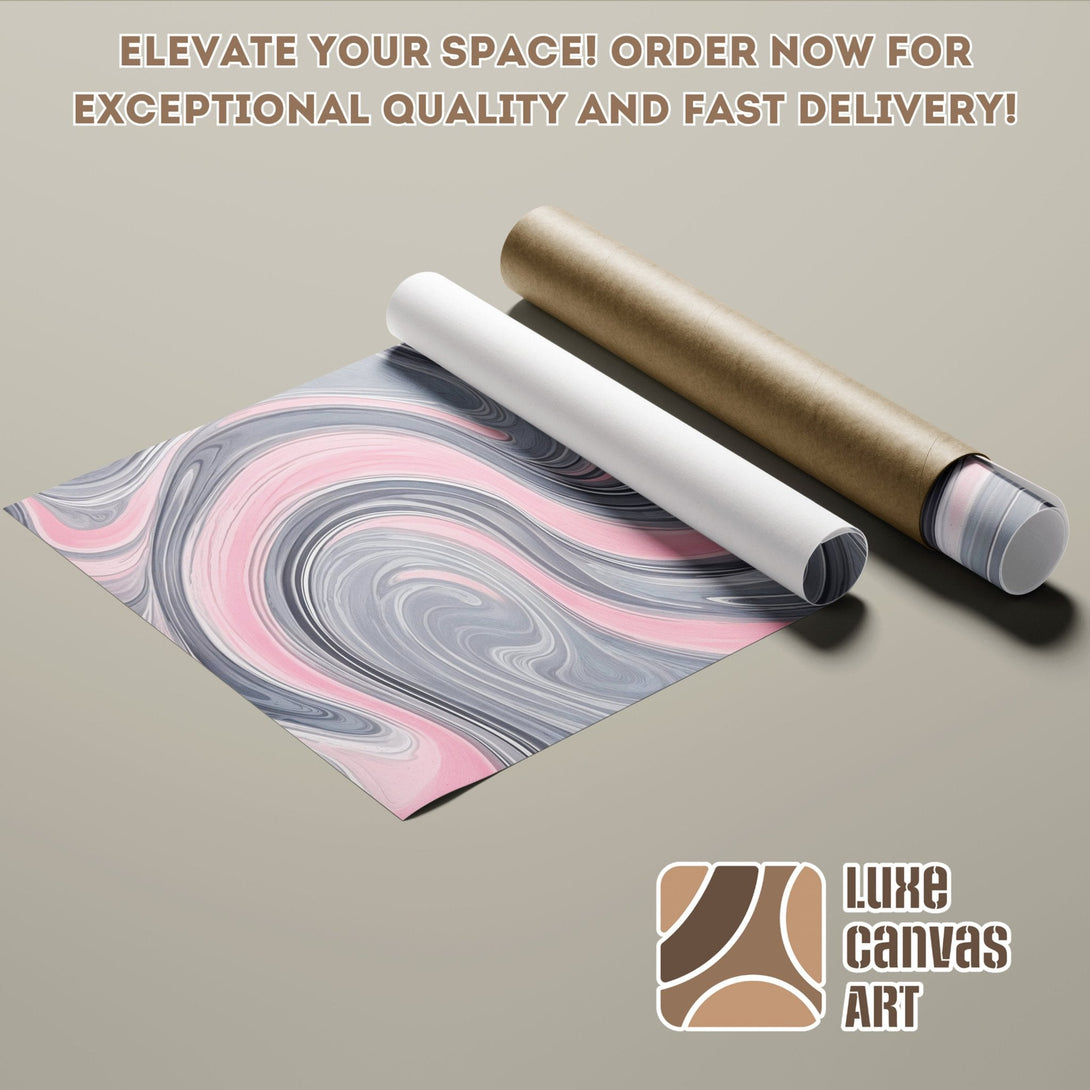 Abstract art poster roll in pink, gray, and white. Elevate your space with this stylish Poster!