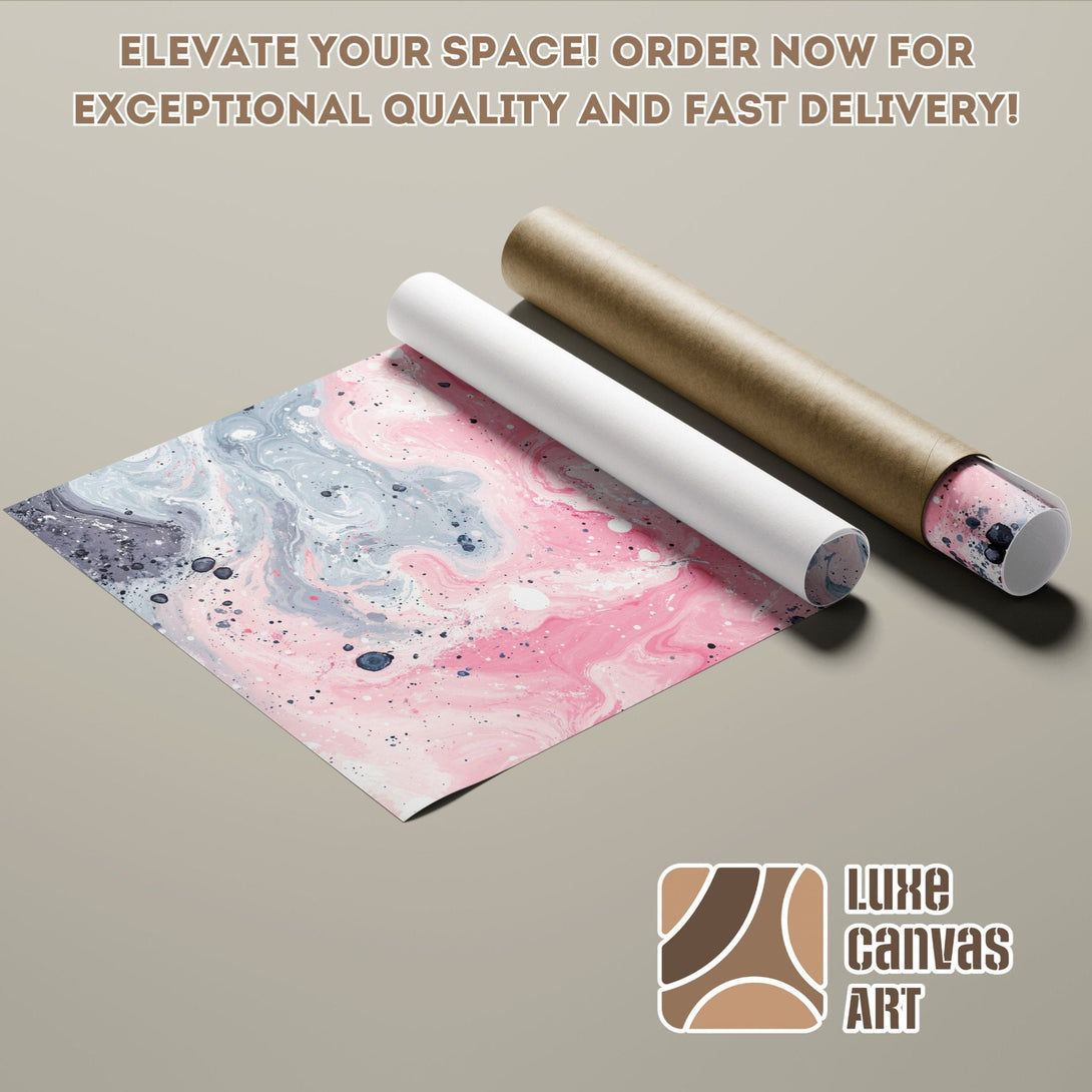 Abstract art Poster Roll in pink, gray, and blue. Elevate your space with fast delivery!