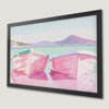 Pink Boats Coastal Art Poster - Serene Seaside Decor
