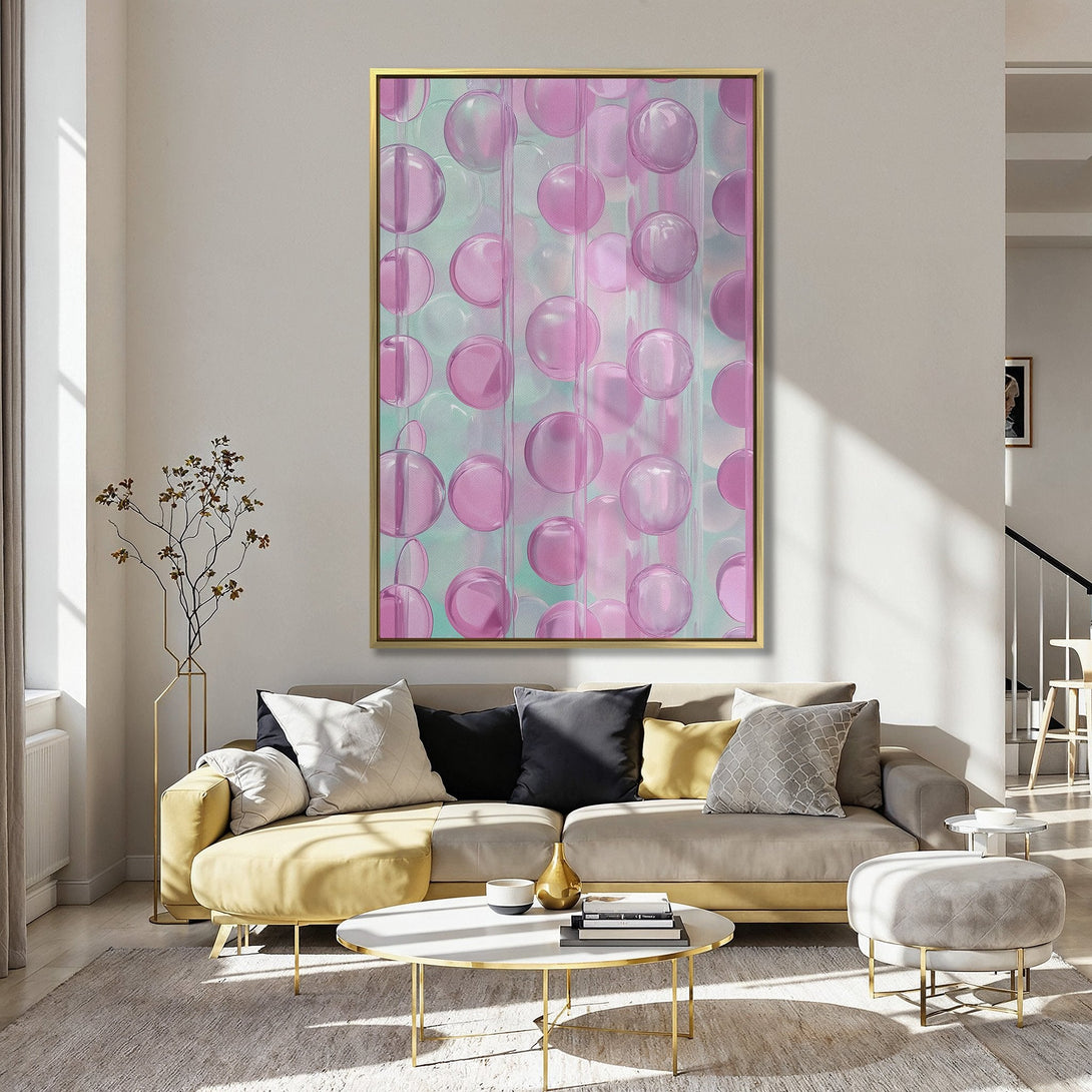 Abstract pink bubble Canvas Print, modern art with a pastel color palette, perfect for adding a touch of elegance to your home decor.