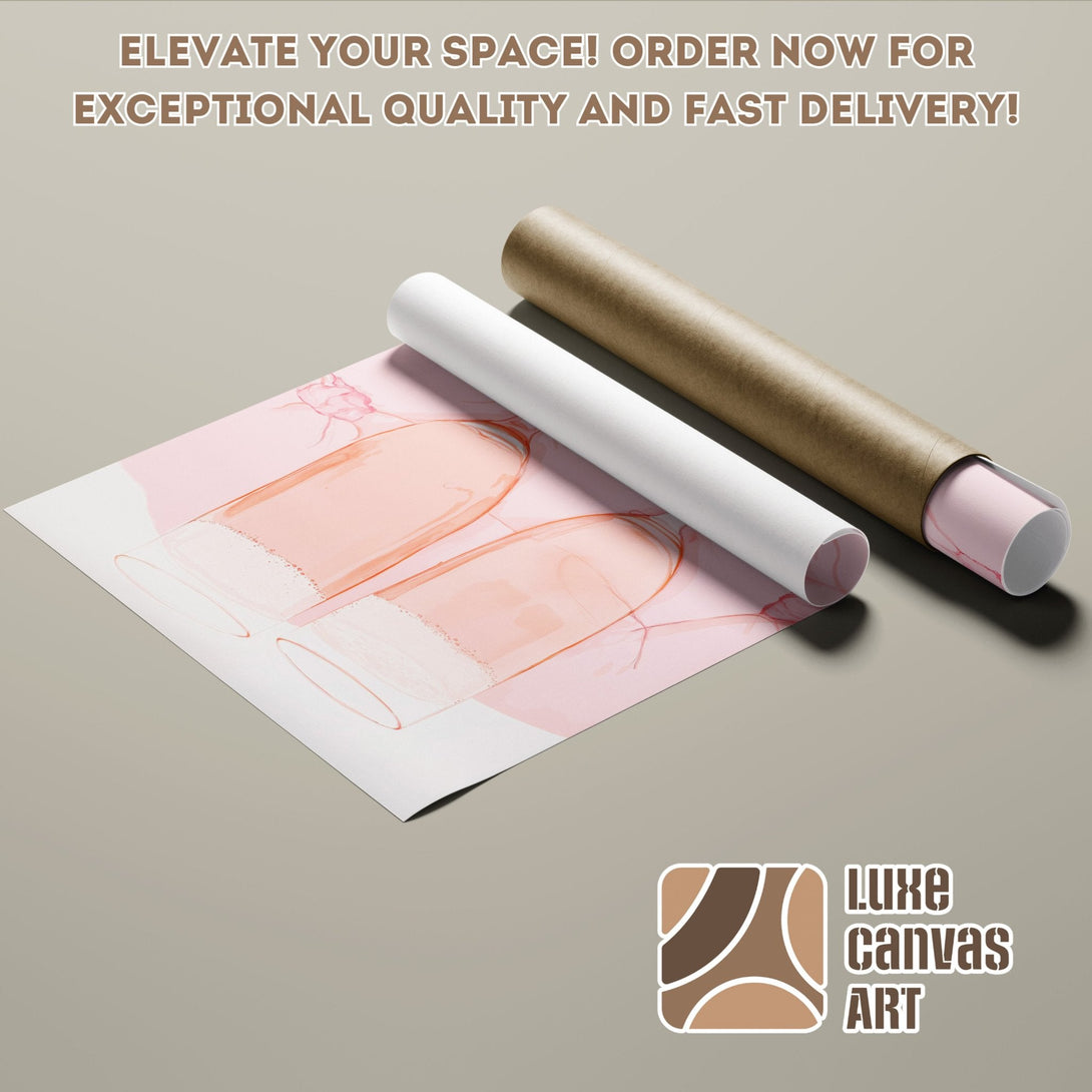 Abstract art Poster Roll in soft pink and peach tones, perfect for modern decor. Shop now!