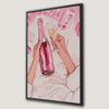 Pink Champagne Bottle Canvas Print for Trendy Bar Decor