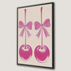 Pink Cherry Art with Bows Framed Canvas Print Decor