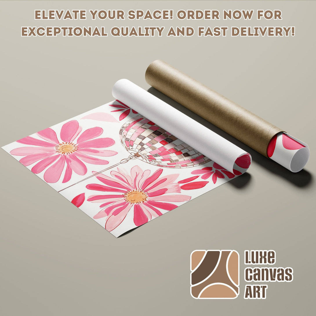 Poster Roll featuring watercolor floral art in pink tones. Elevate your space with Luxe Canvas Art!