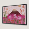 Pink Floral and Mountain Scene Canvas Print Art