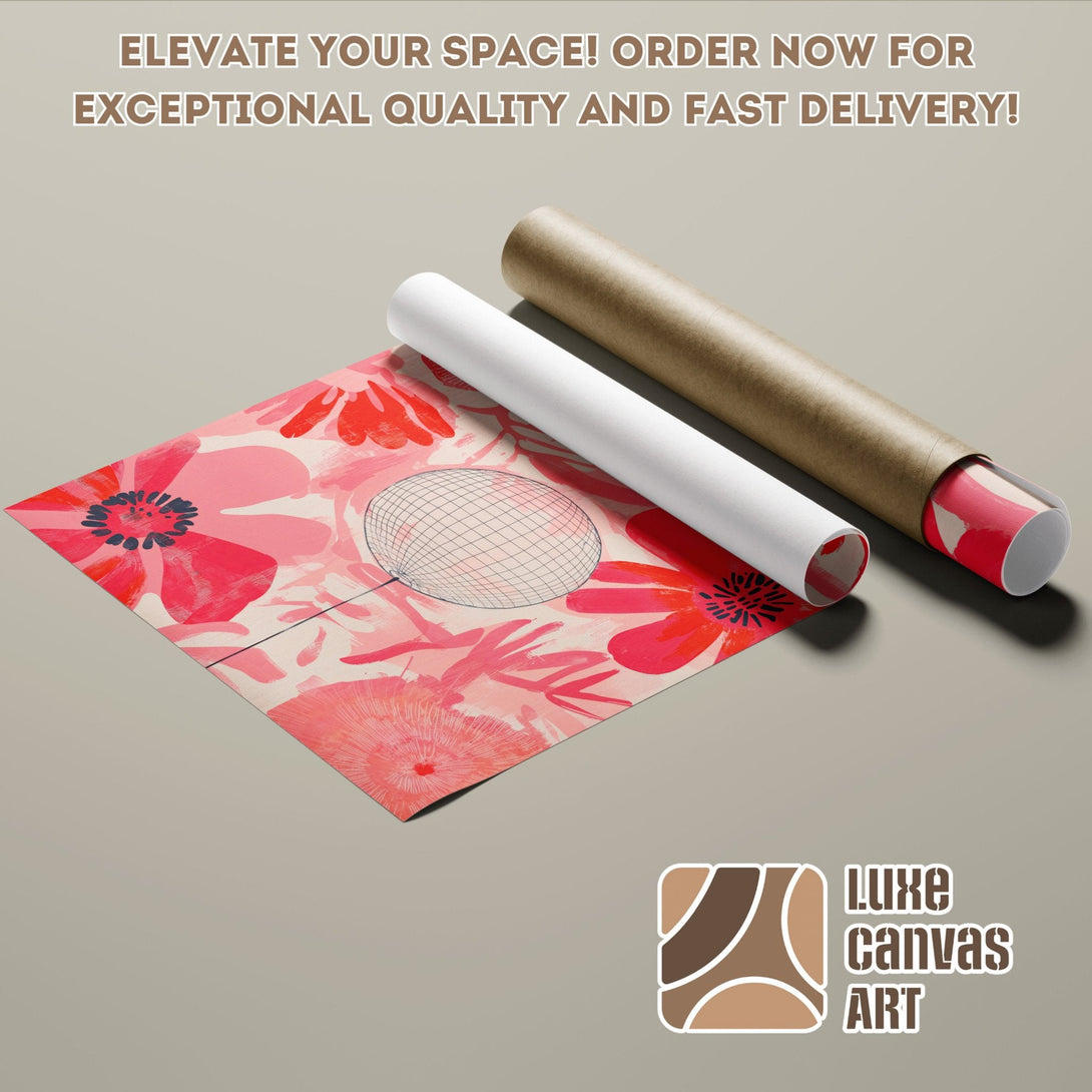 Poster Roll with floral art in pink and red hues. Modern style, perfect for home decor. Elevate your space today!