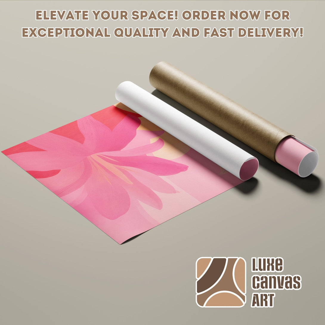 Abstract floral Poster Roll art in pink and peach hues. Elevate your space with beautiful art! Order yours today.