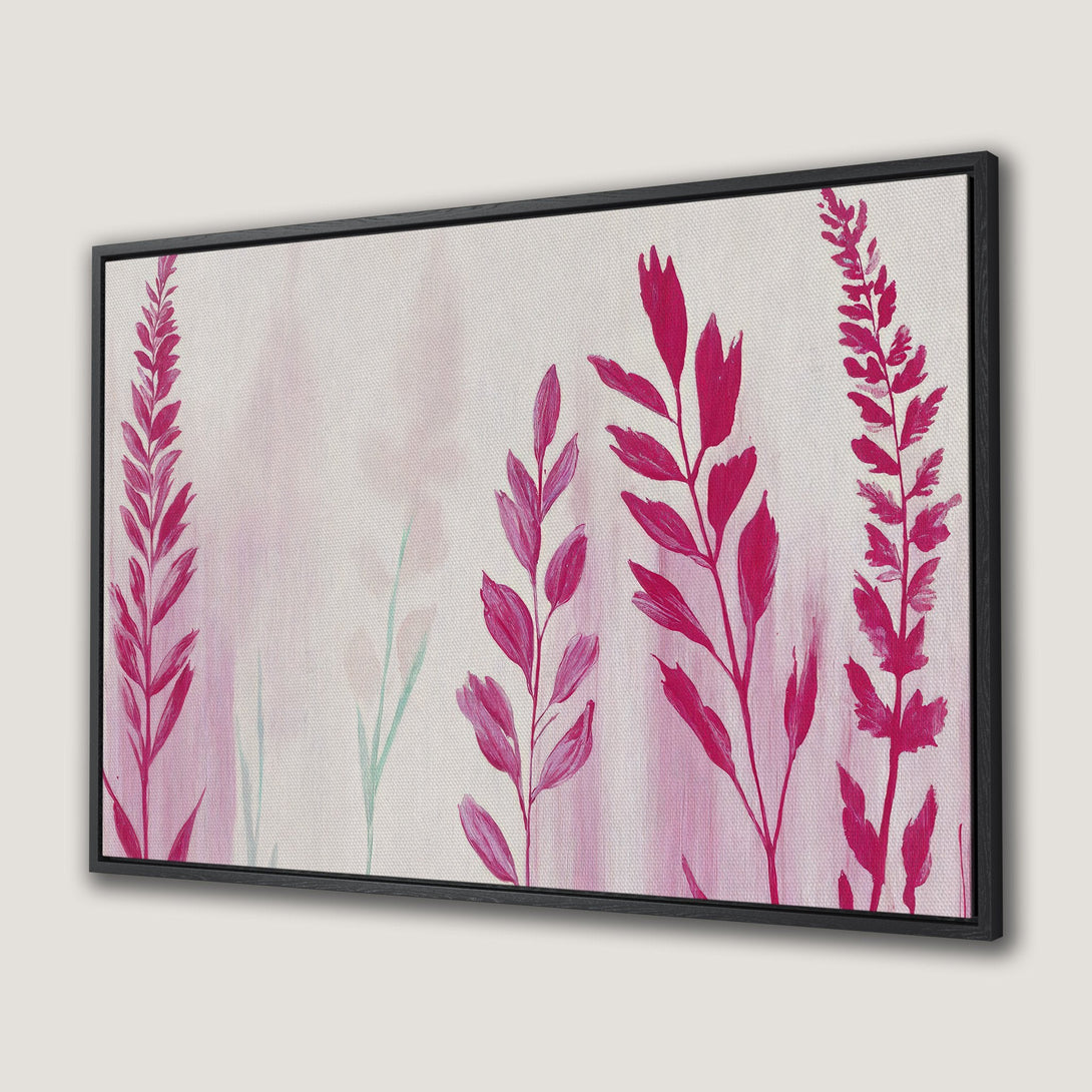 Framed Wall Art: Abstract floral print in pink and white. Modern canvas art with a botanical design, perfect for adding a pop of color to any space.