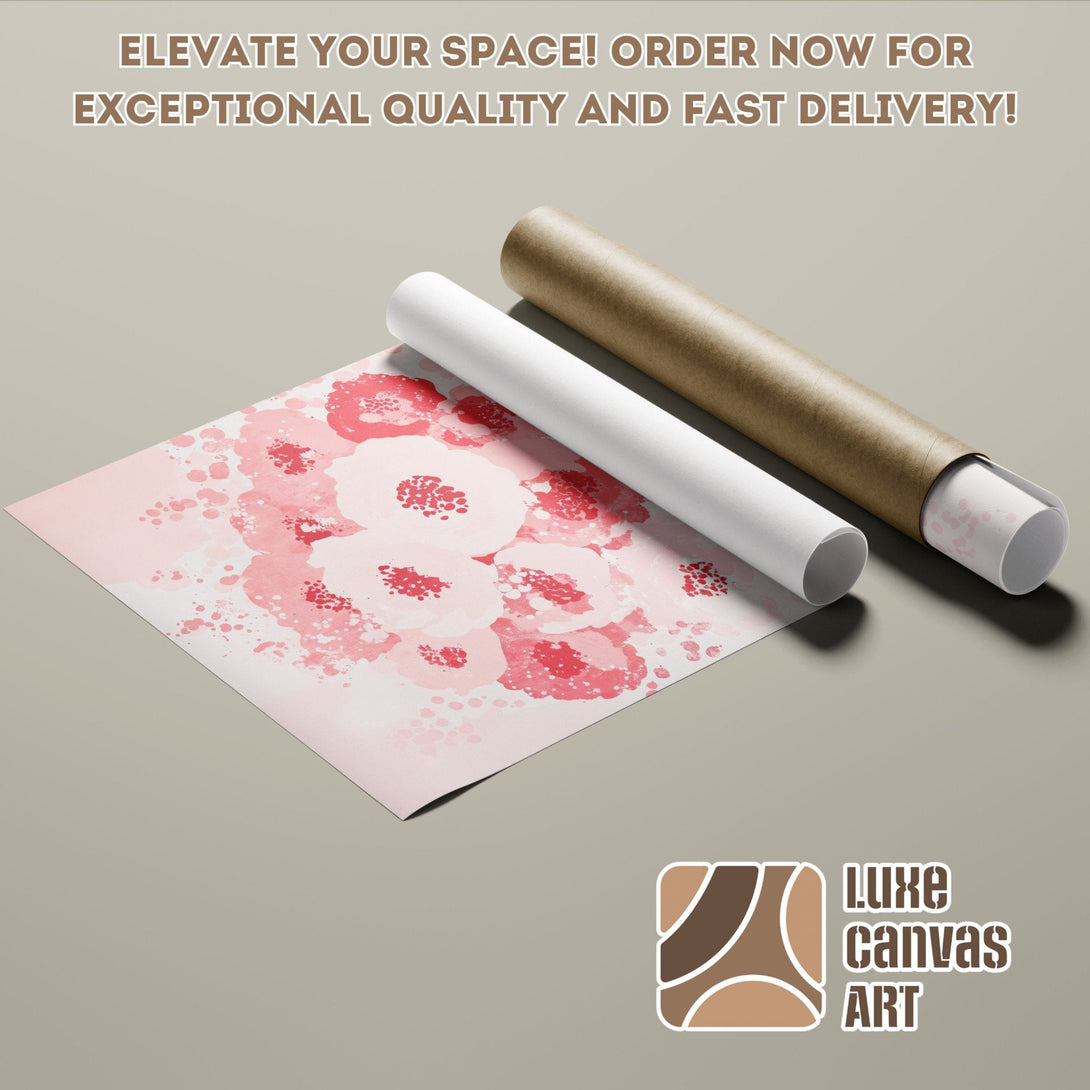 Poster Roll featuring a watercolor floral design in pink hues. Elevate your space with this beautiful art!