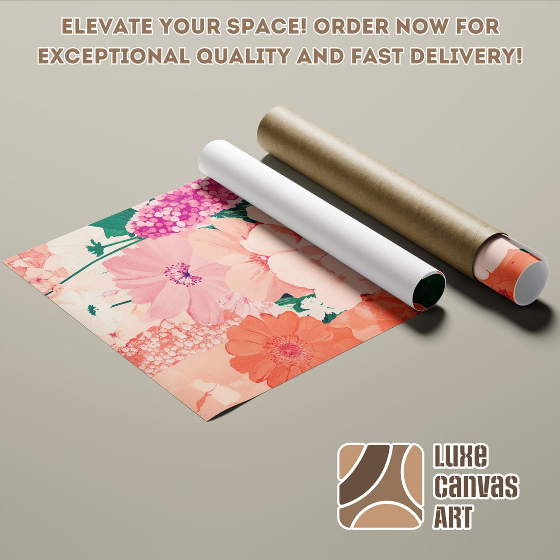 Floral Poster Roll in peach and pink tones. Elevate your space with this art print! Order now!
