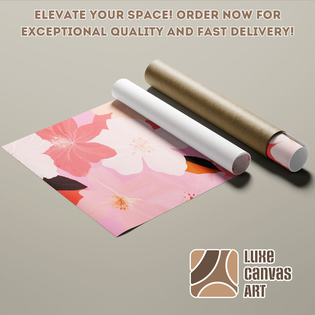 Floral Poster Roll in pink and peach tones. Elevate your space with this beautiful art print!