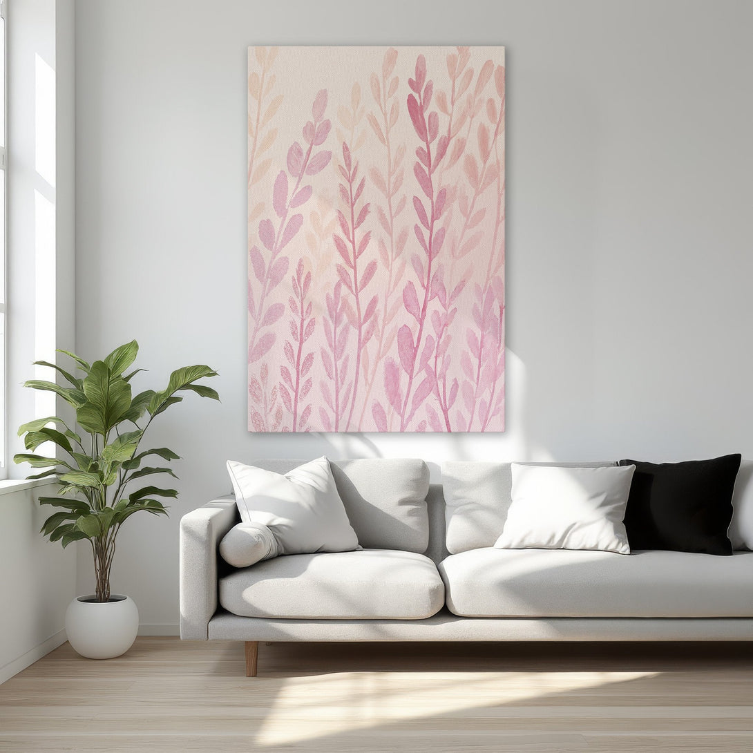Framed Wall Art: Watercolor floral print in pink and peach tones. Perfect for adding a touch of elegance and color to your bedroom decor.