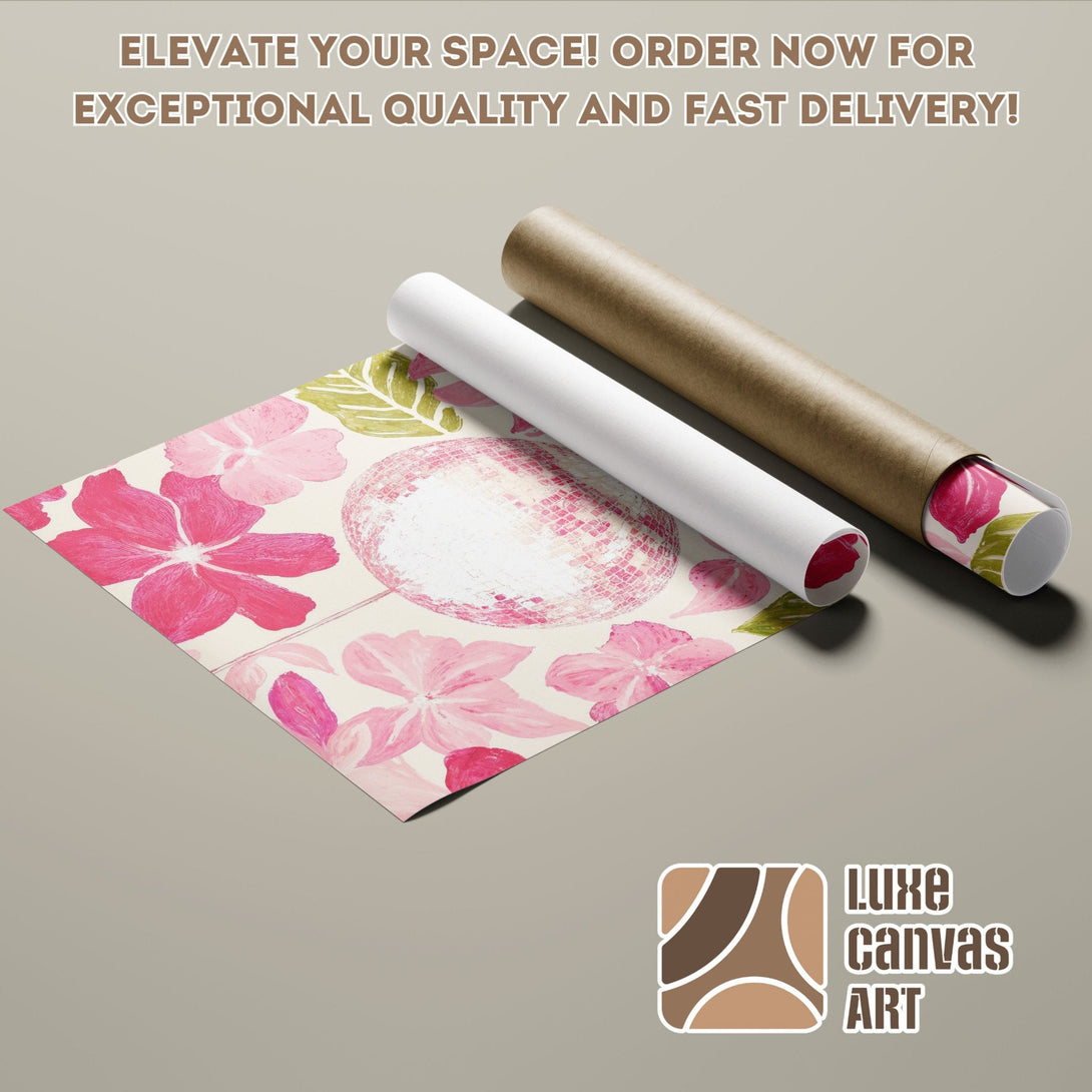 Floral Poster Roll in pink and green, perfect for home decor. Elevate your space!