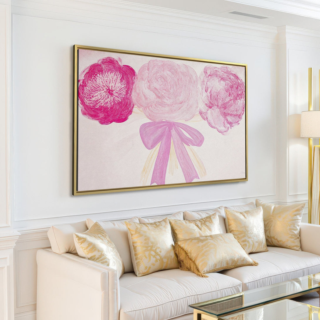 Canvas Print featuring abstract floral art in pink and white, perfect for adding a touch of elegance to any interior.