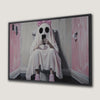 Pink Ghost Girl on Toilet Canvas Print for Halloween