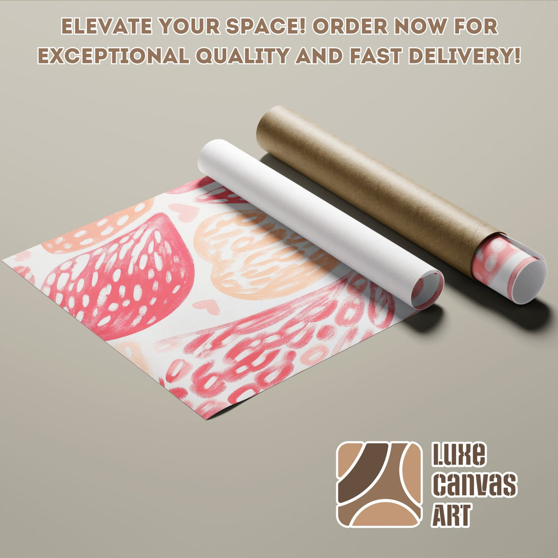 Abstract art Poster Roll in pink and peach hues, perfect for modern decor. Order now!