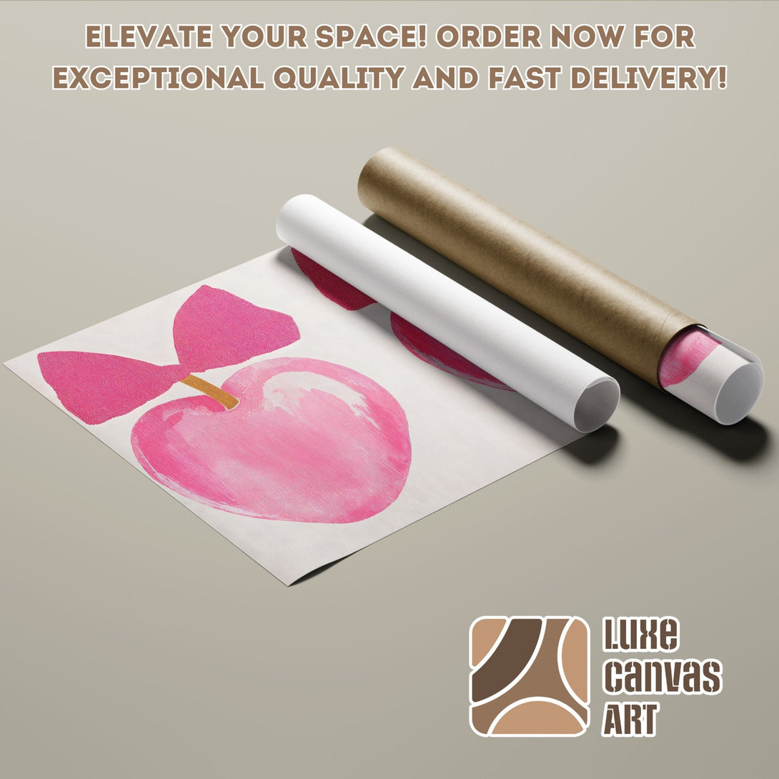 Pink abstract art Poster Roll, modern style, vibrant pink and neutral color palette.