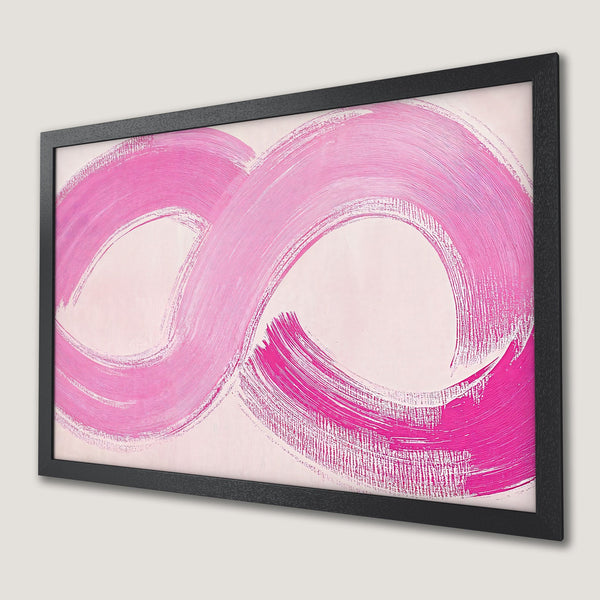 Framed Poster featuring abstract pink brushstrokes on a light background. Modern art style, perfect for adding a pop of color to your space.