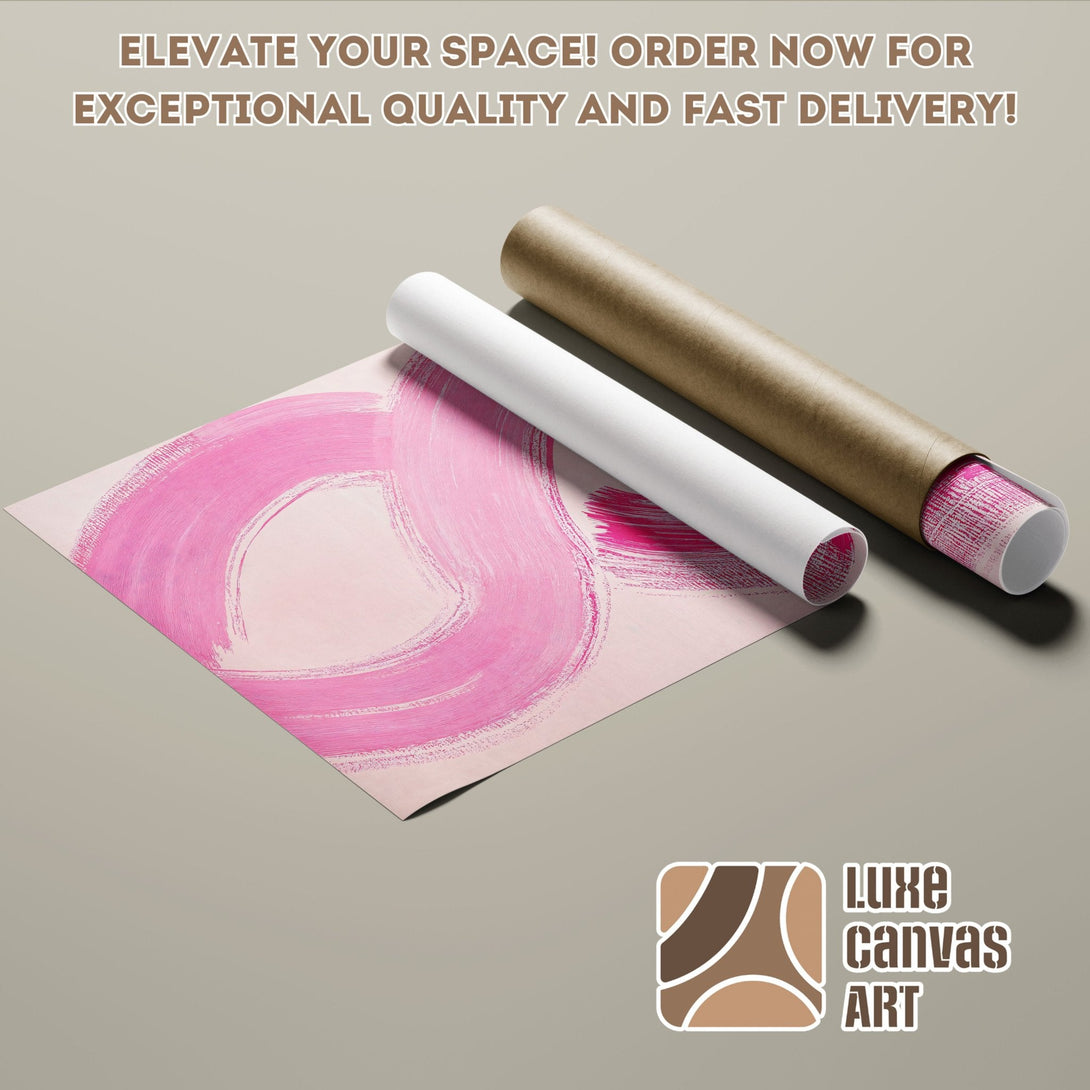 Abstract art poster roll in pink and neutral tones. Elevate your space with Luxe Canvas Art!