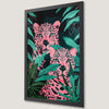 Pink Leopard Jungle Art Poster - Tropical Wall Decor