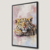 Pink Leopard Sleeping Framed Canvas Print Nursery Decor