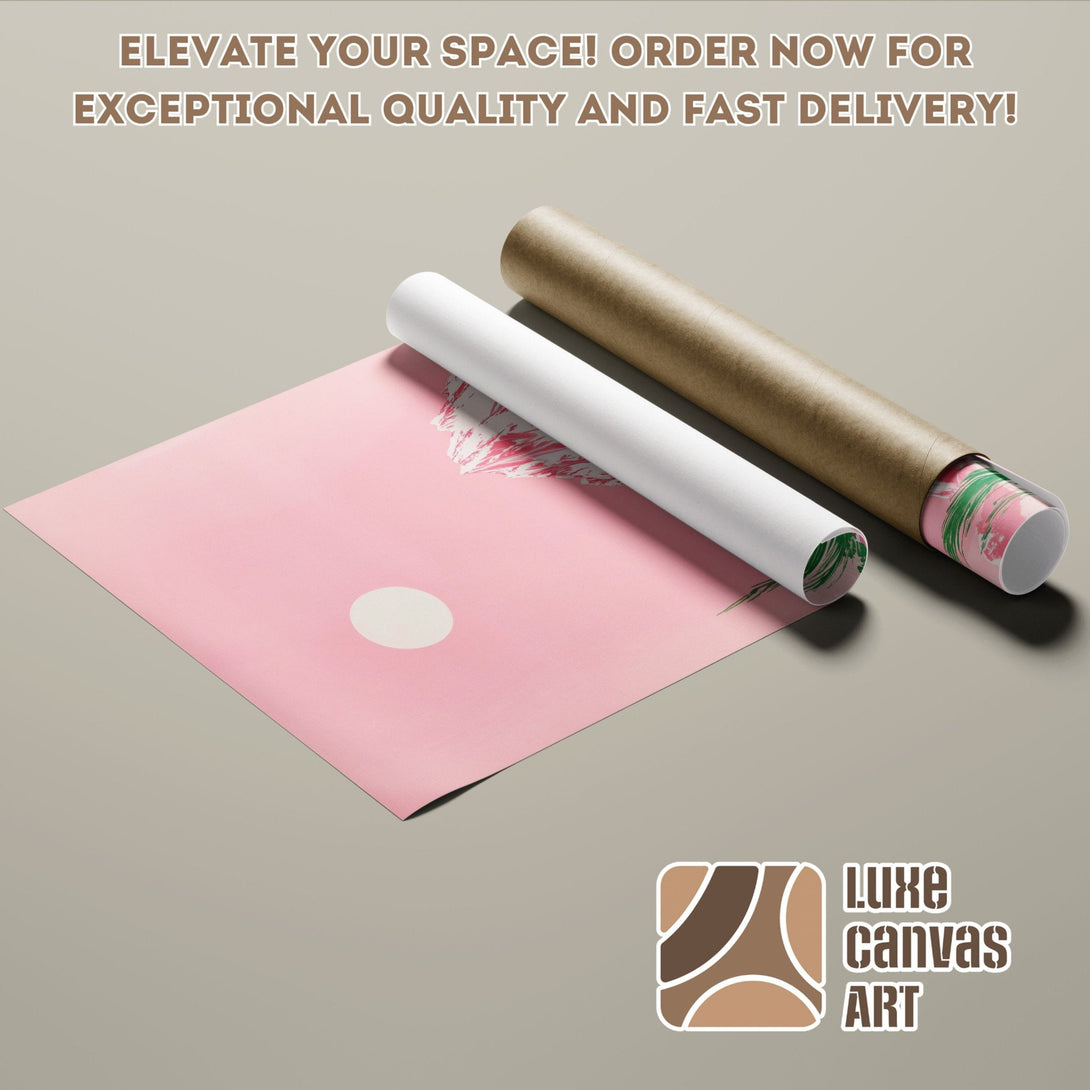 Poster Roll featuring abstract art in pink and green. Elevate your space with our high-quality posters! Order now for fast delivery.