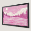 Pink Mountain Lake Art Poster - Dreamy Pastel Landscape for Your Walls